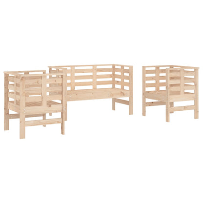 3-piece garden lounge set solid pine