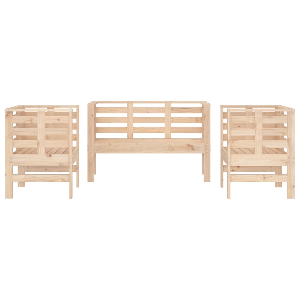 3-piece garden lounge set solid pine