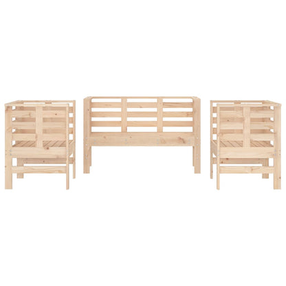 3-piece garden lounge set solid pine