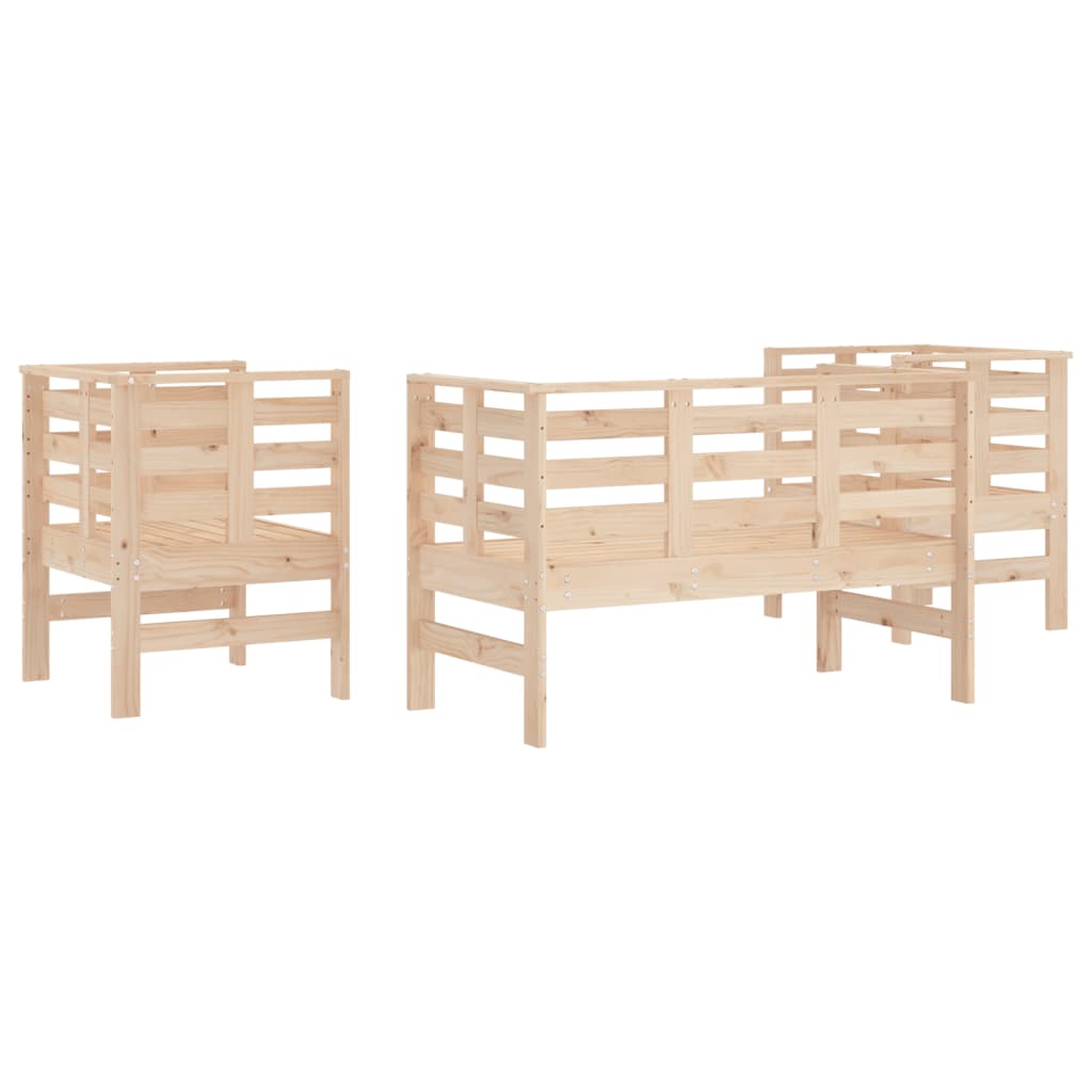 3-piece garden lounge set solid pine