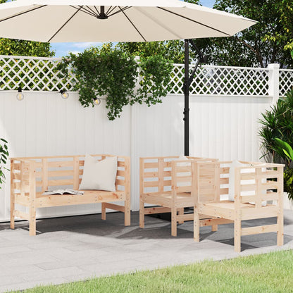 3-piece garden lounge set solid pine
