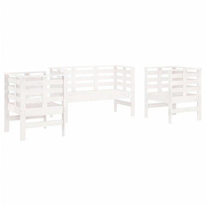 3-piece garden lounge set white solid pine