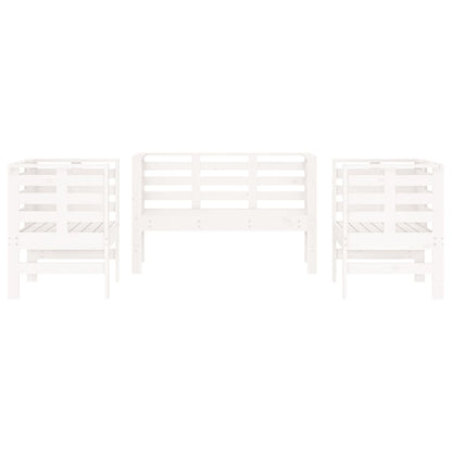 3-piece garden lounge set white solid pine