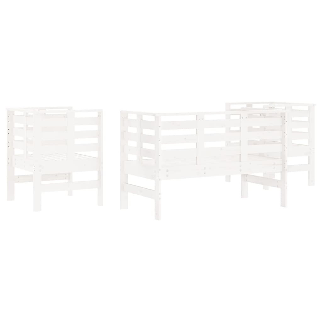 3-piece garden lounge set white solid pine