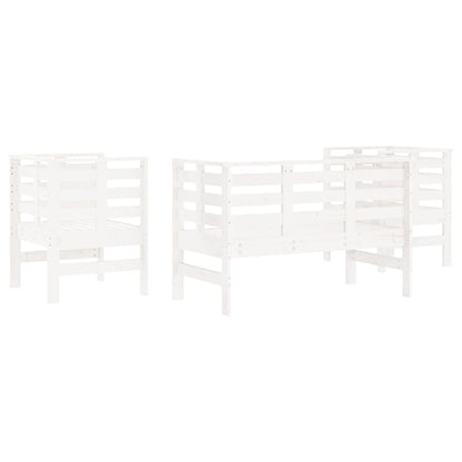 3-piece garden lounge set white solid pine