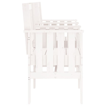 Garden bench with table 2-seater white solid pine