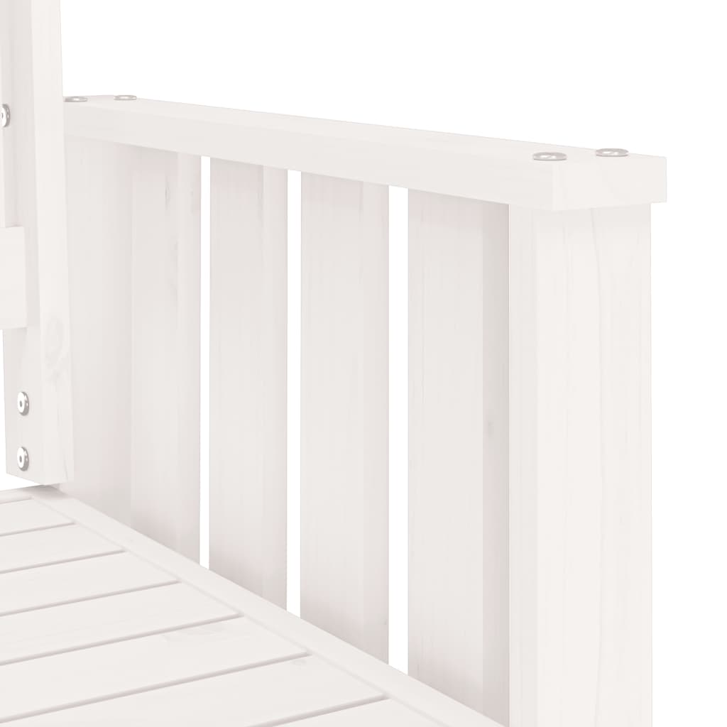 Garden bench with table 2-seater white solid pine