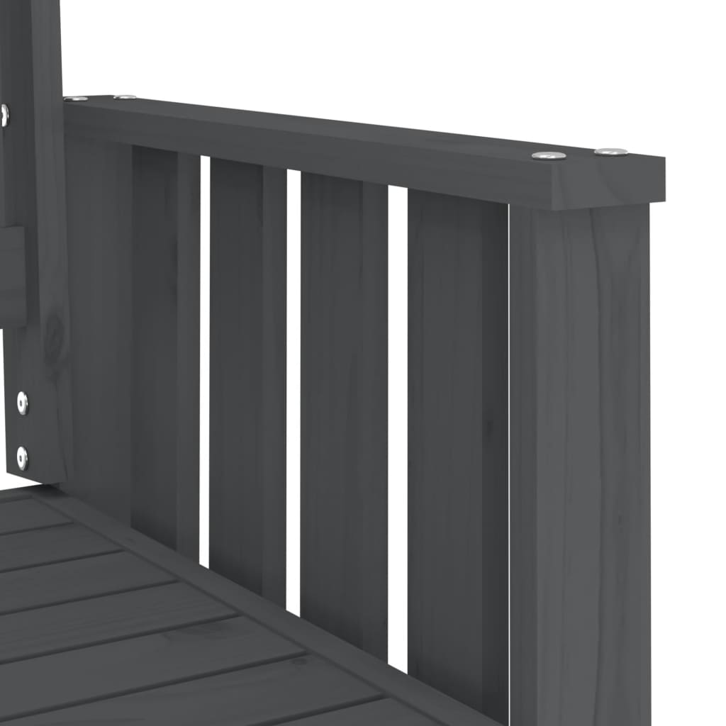 Garden bench with table 2-seater grey solid pine