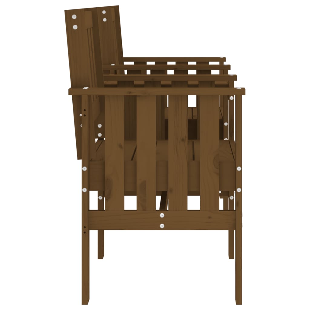Garden bench with table 2-seater honey brown solid pine