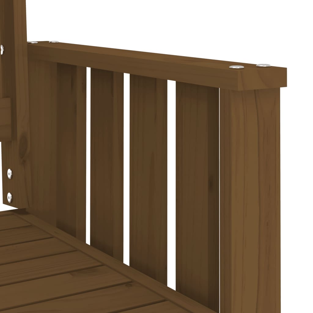 Garden bench with table 2-seater honey brown solid pine