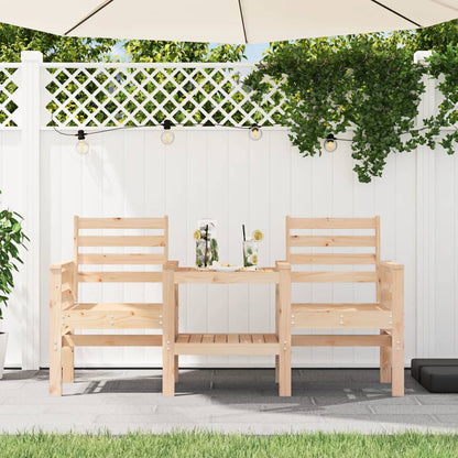 Garden bench with table 2-seater solid pine