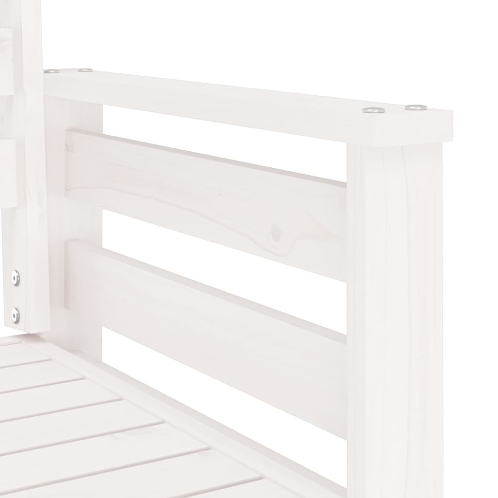 Garden bench with table 2-seater white solid pine