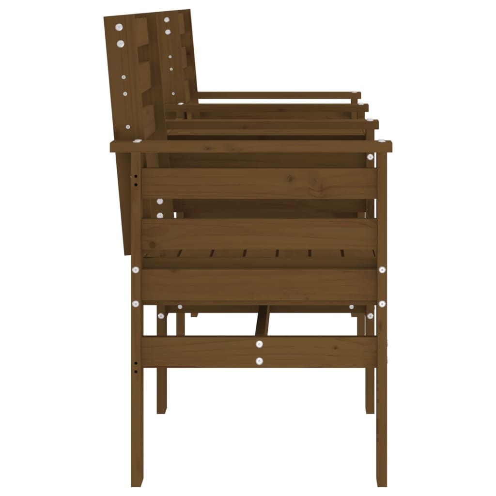Garden bench with table 2-seater honey brown solid pine