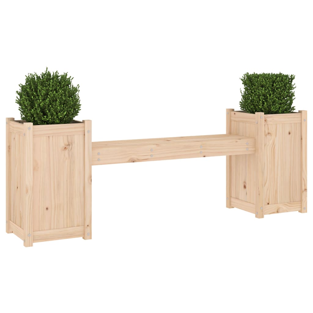Garden bench with plant pots 180x36x63 cm solid pine wood