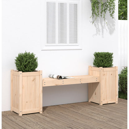 Garden bench with plant pots 180x36x63 cm solid pine wood