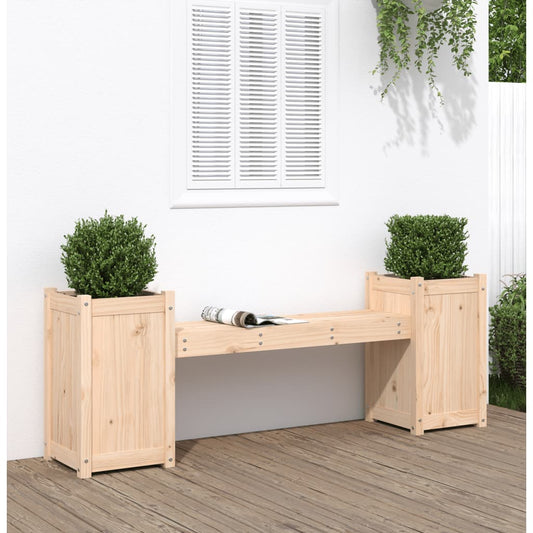 Garden bench with plant pots 180x36x63 cm solid pine wood