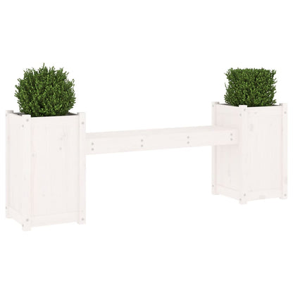 Garden bench with plant pots white 180x36x63 cm solid pine