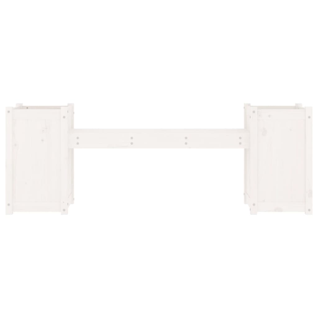 Garden bench with plant pots white 180x36x63 cm solid pine