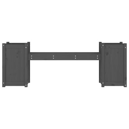 Garden bench with plant pots grey 180x36x63 cm solid pine wood