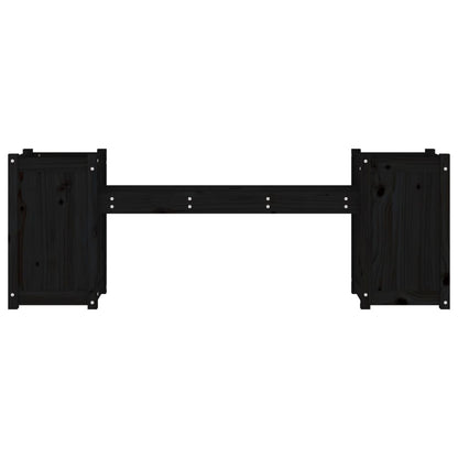 Garden bench with plant pots black 180x36x63 cm solid wood