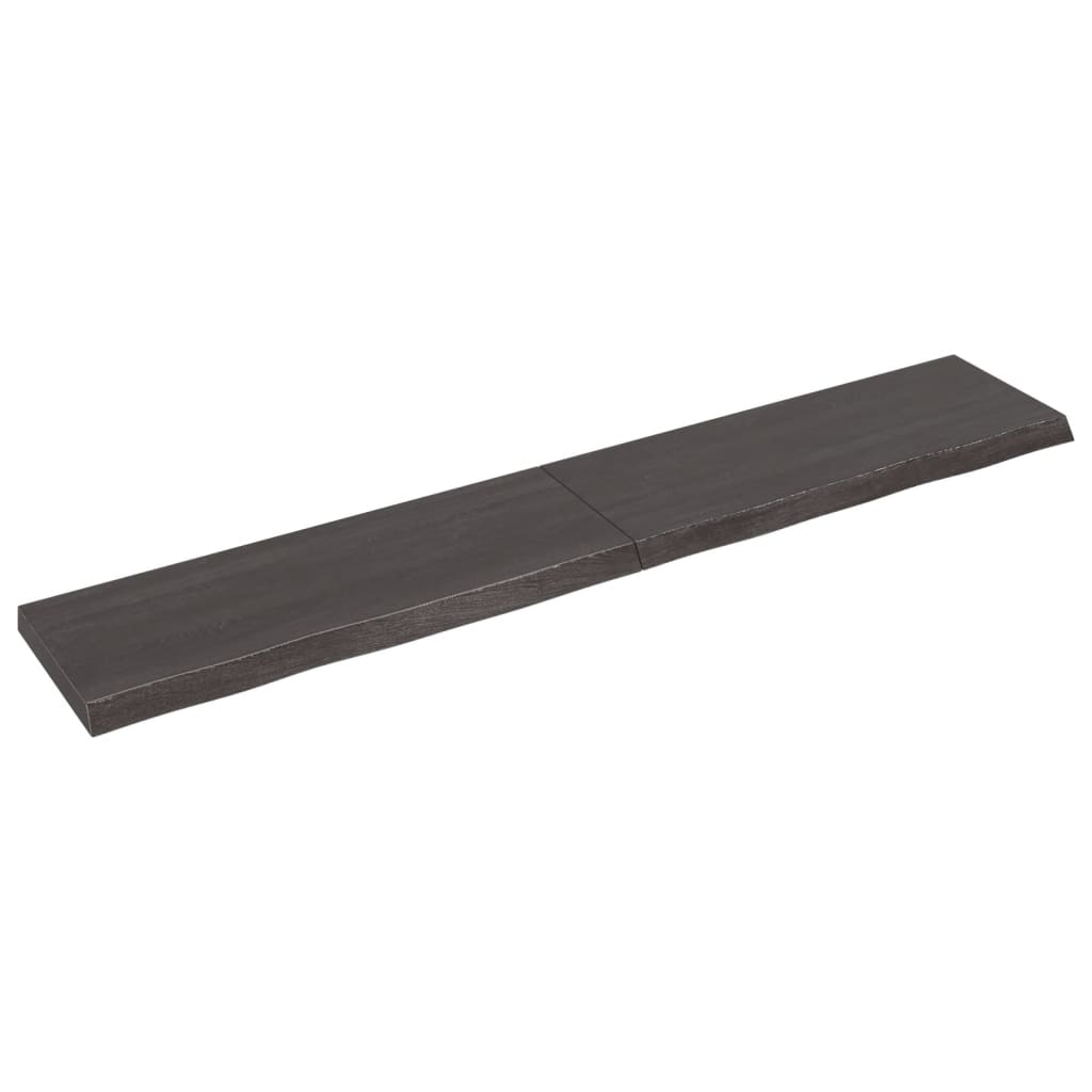 Wall shelf dark grey 220x40x(2-6) cm solid oak treated