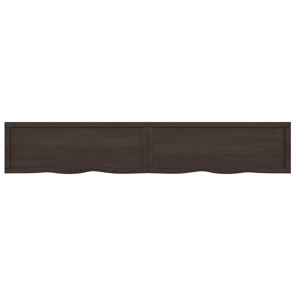 Wall shelf dark grey 220x40x(2-6) cm solid oak treated