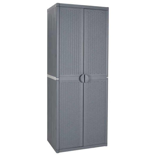 Garden cabinet grey 65x45x172 cm PP rattan