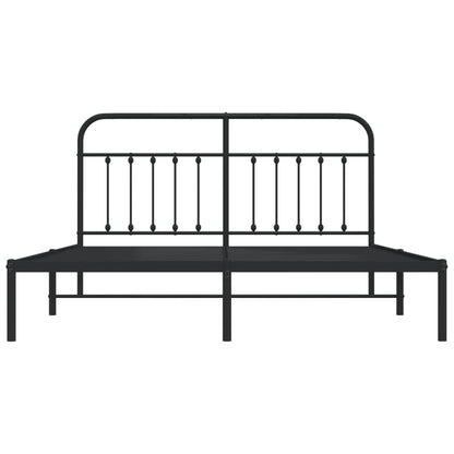 Bettgestell mit Kopfteil Metall Schwarz 180x200 cm