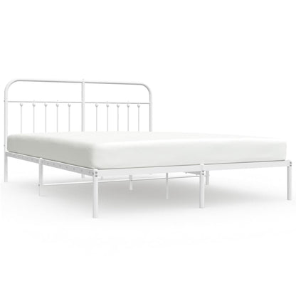 Bed frame with headboard metal white 180x200 cm