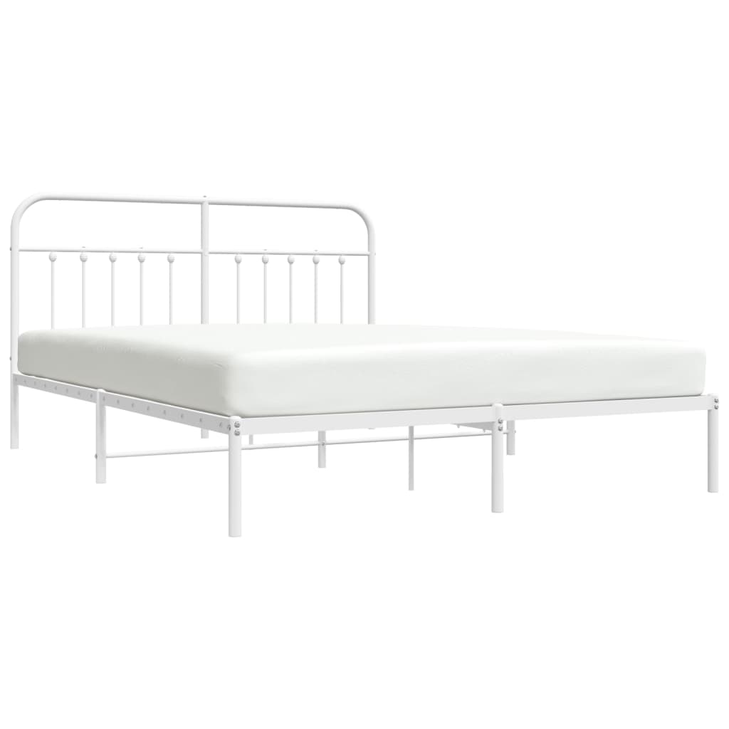 Bed frame with headboard metal white 180x200 cm