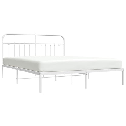 Bed frame with headboard metal white 180x200 cm