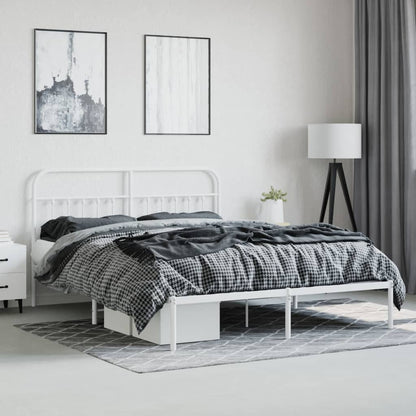 Bed frame with headboard metal white 180x200 cm