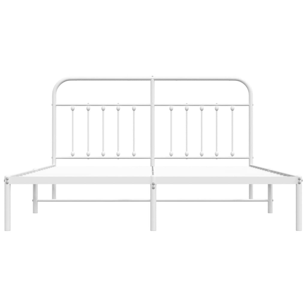 Bed frame with headboard metal white 180x200 cm