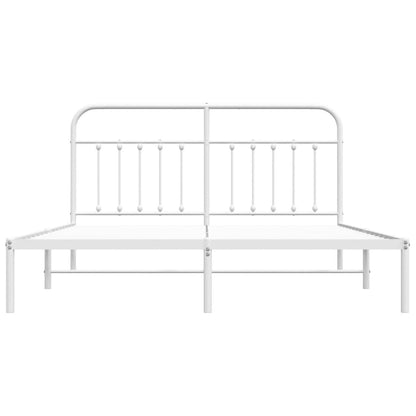 Bed frame with headboard metal white 180x200 cm