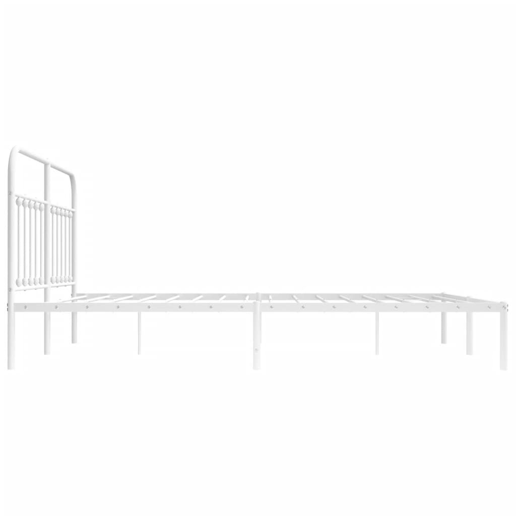 Bed frame with headboard metal white 180x200 cm