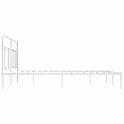 Bed frame with headboard metal white 180x200 cm