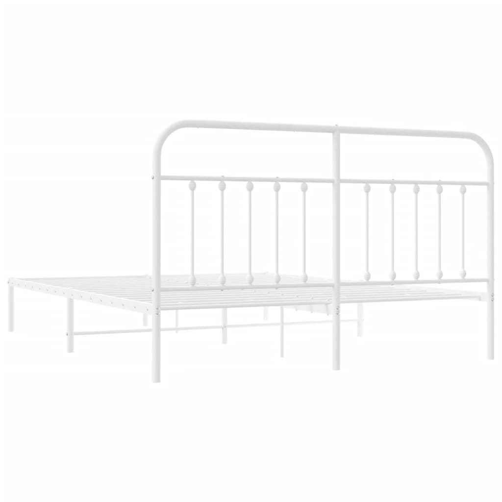 Bed frame with headboard metal white 180x200 cm