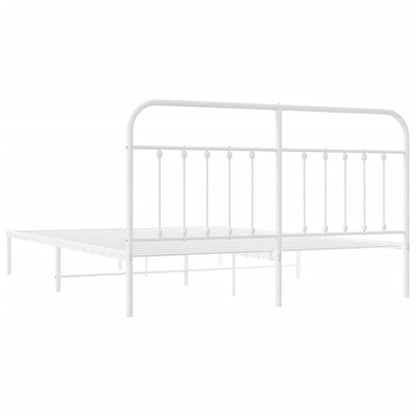 Bed frame with headboard metal white 180x200 cm