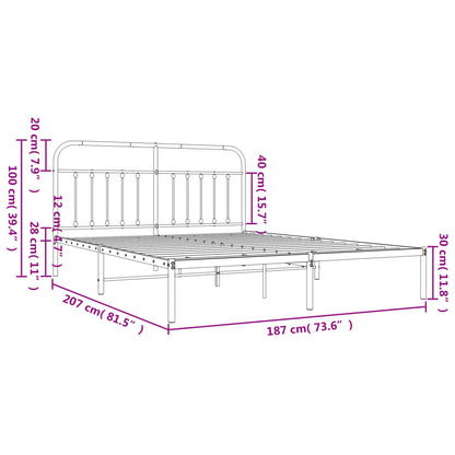 Bed frame with headboard metal white 180x200 cm