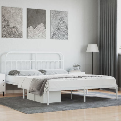 Bed frame with headboard metal white 180x200 cm