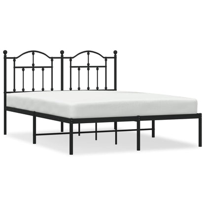 Bed frame with headboard metal black 140x200 cm