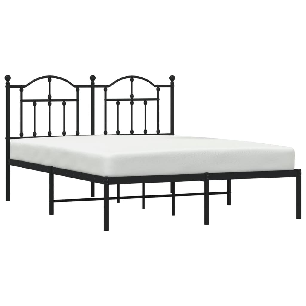 Bed frame with headboard metal black 140x200 cm