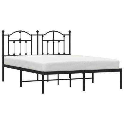 Bed frame with headboard metal black 140x200 cm