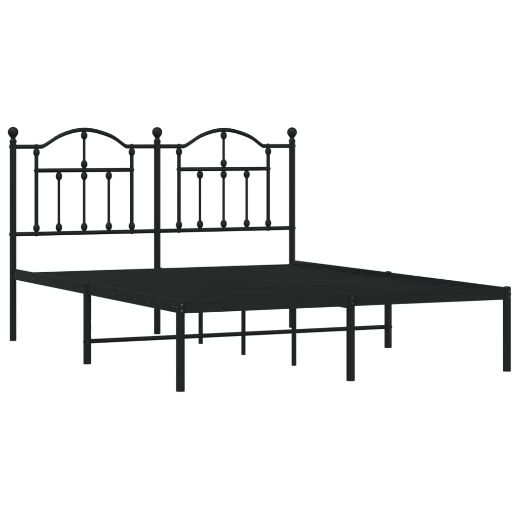Bed frame with headboard metal black 140x200 cm