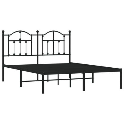 Bed frame with headboard metal black 140x200 cm