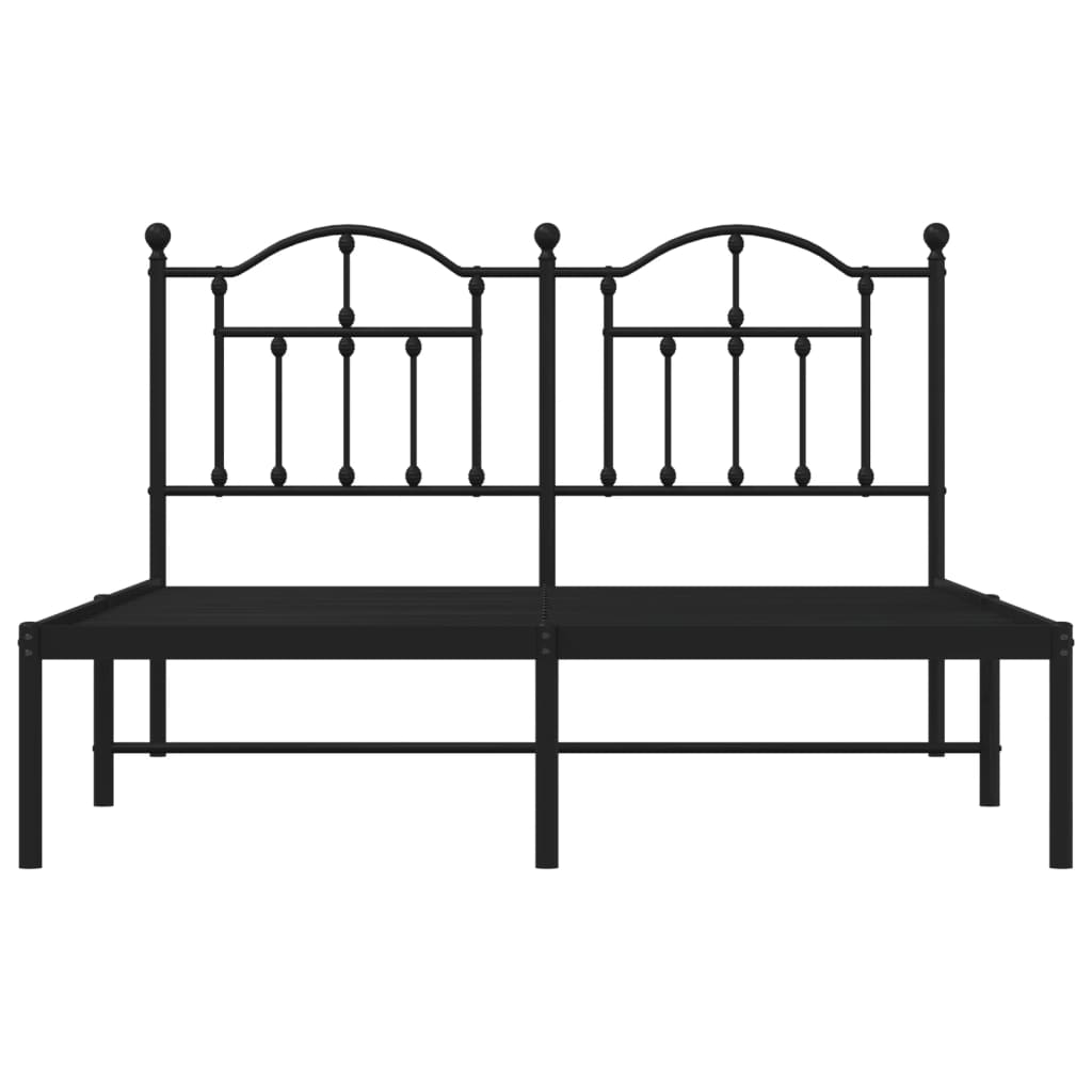 Bed frame with headboard metal black 140x200 cm