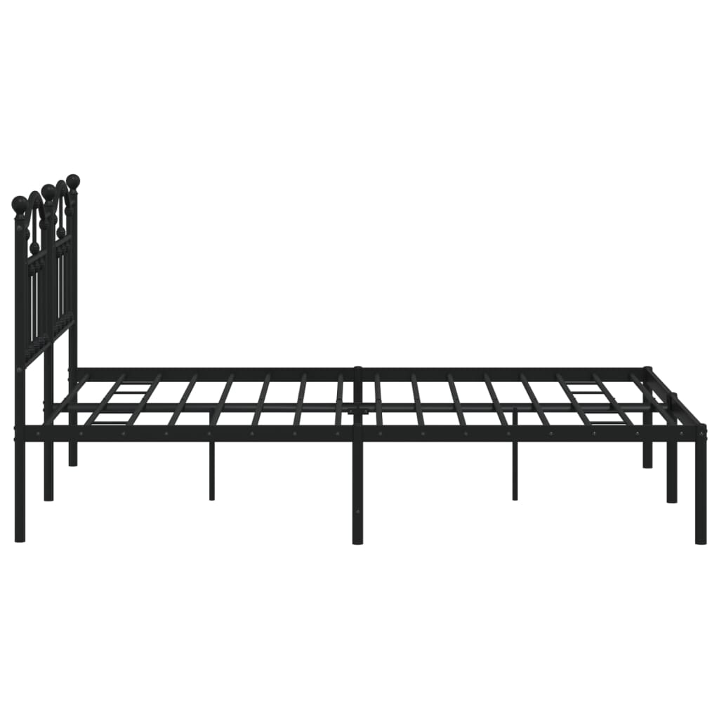 Bed frame with headboard metal black 140x200 cm