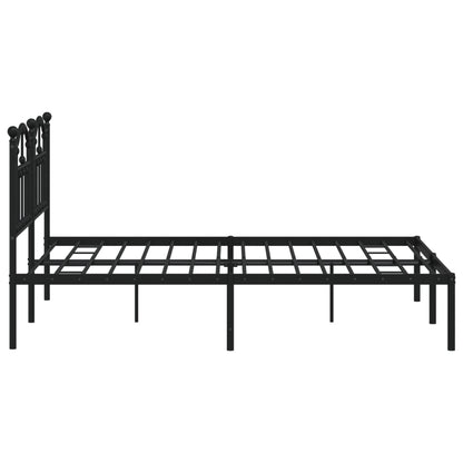 Bed frame with headboard metal black 140x200 cm