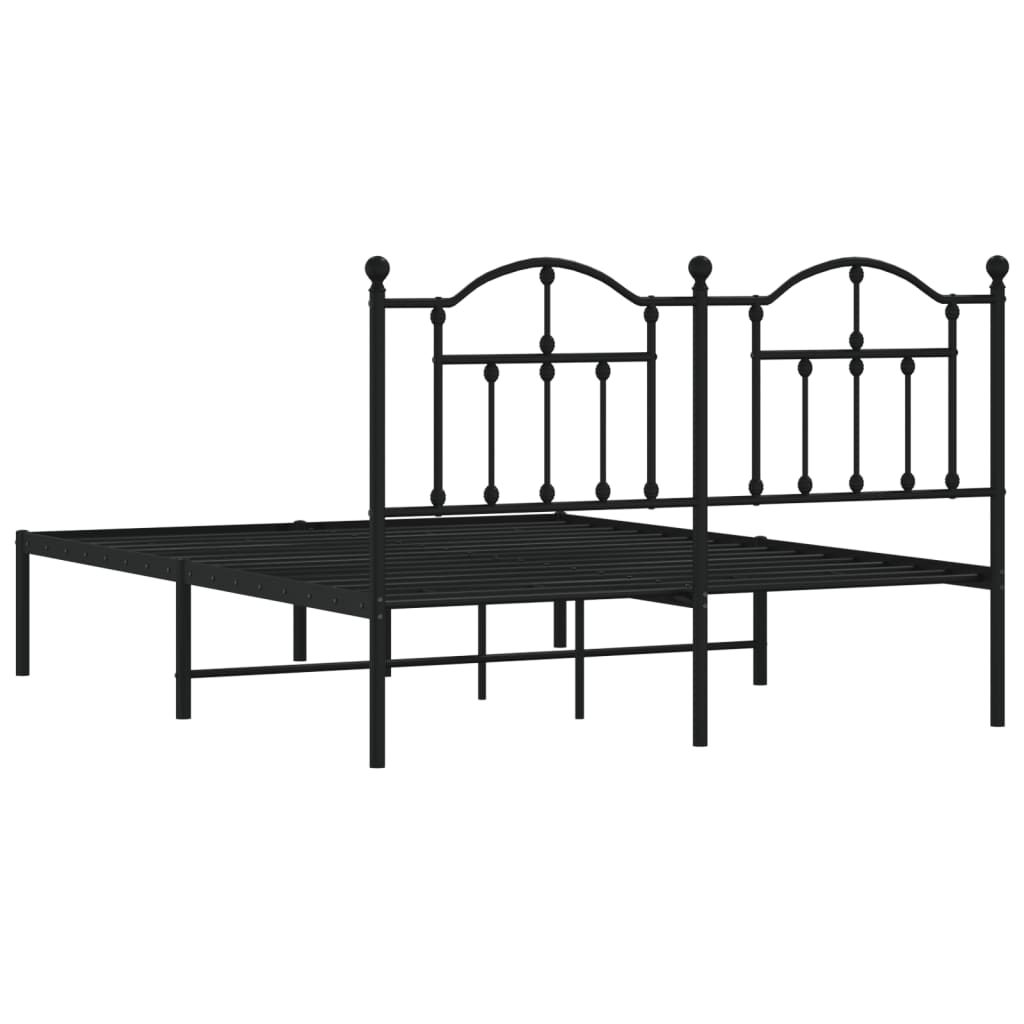 Bed frame with headboard metal black 140x200 cm