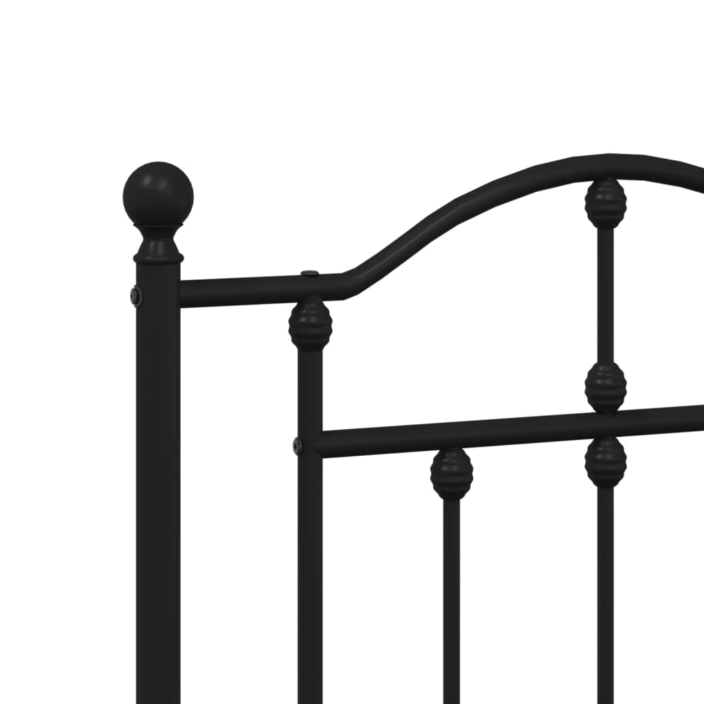 Bed frame with headboard metal black 140x200 cm